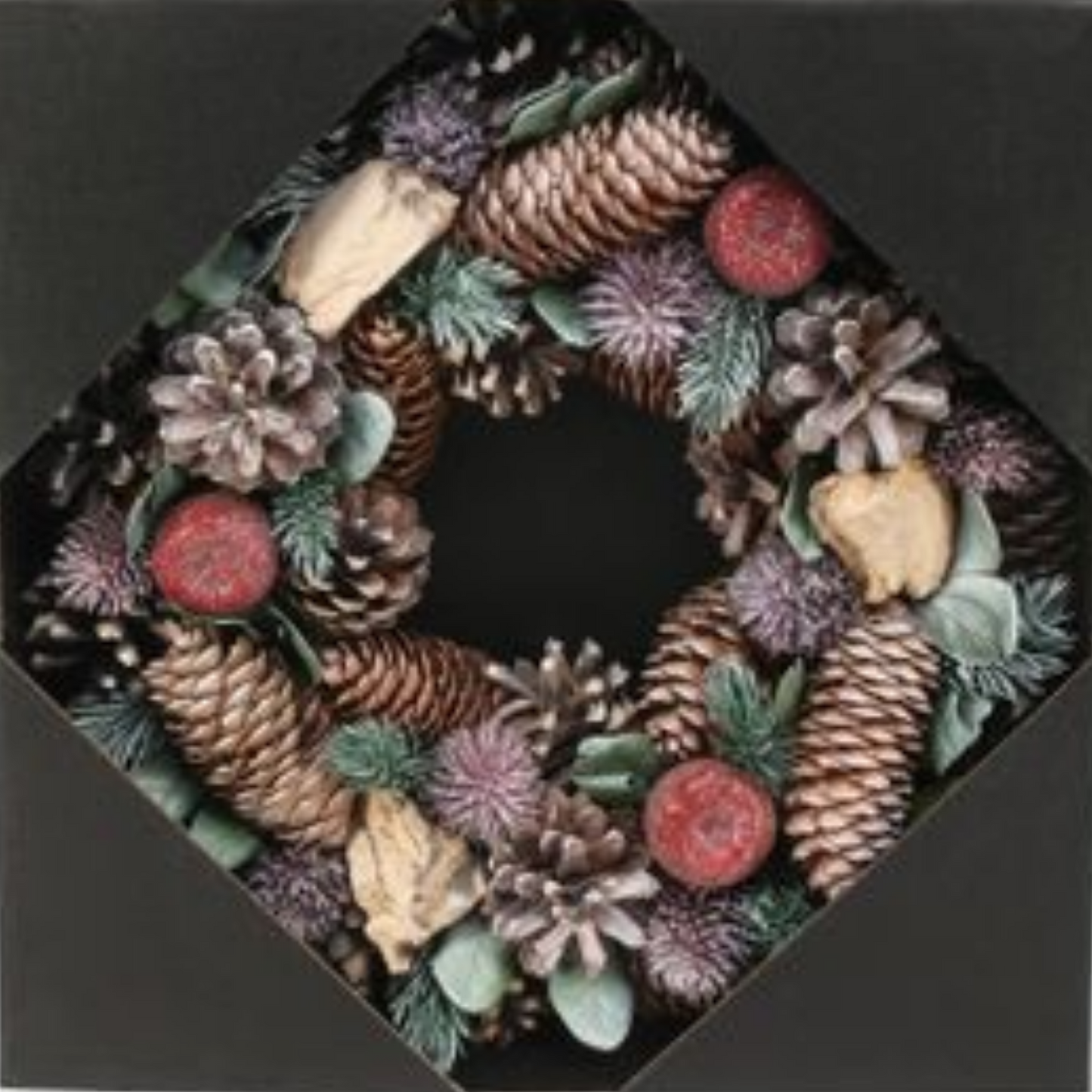 Artificial Green/Lilac Cone/Apple wreath (30cm)