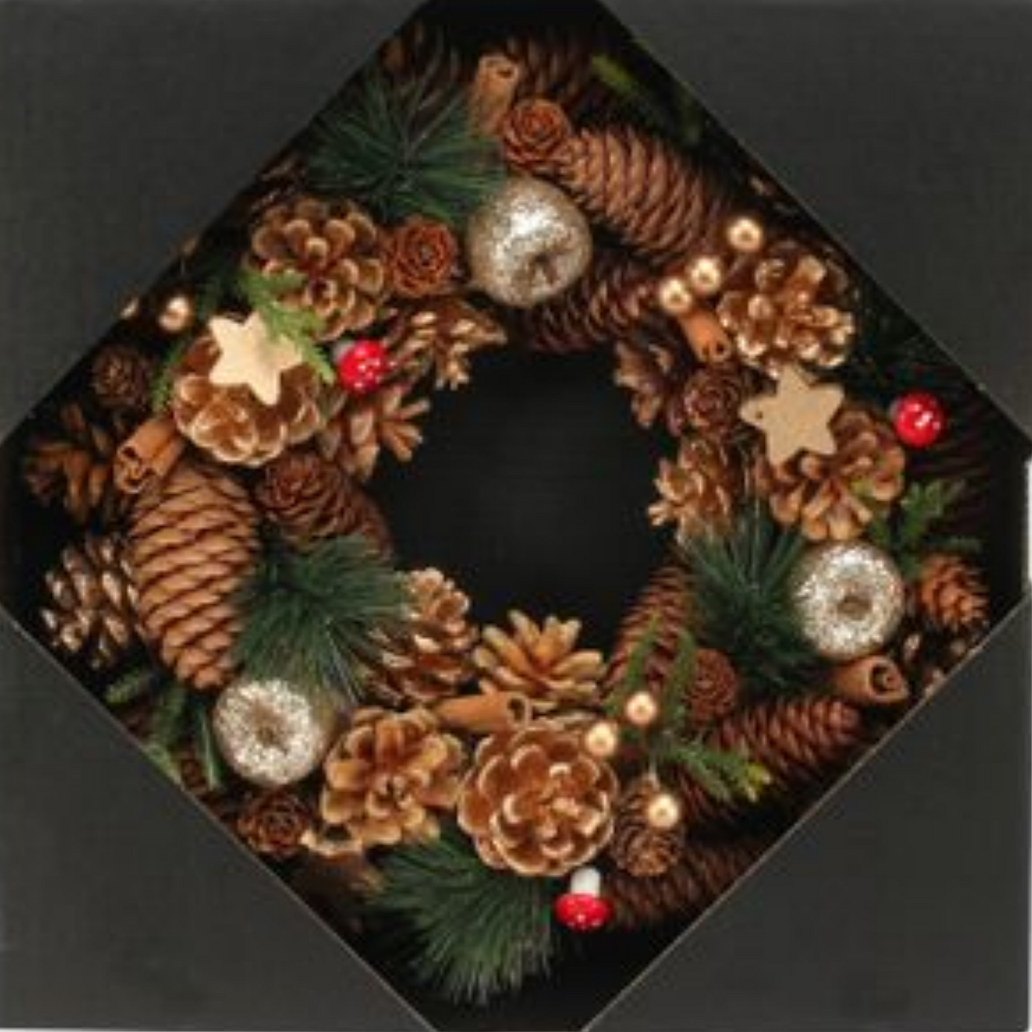 Artificial Woodland / Wooden Gold Stars / Fruit wreath (30cm)