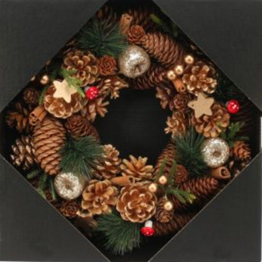 Artificial Woodland / Wooden Gold Stars / Fruit wreath (30cm)