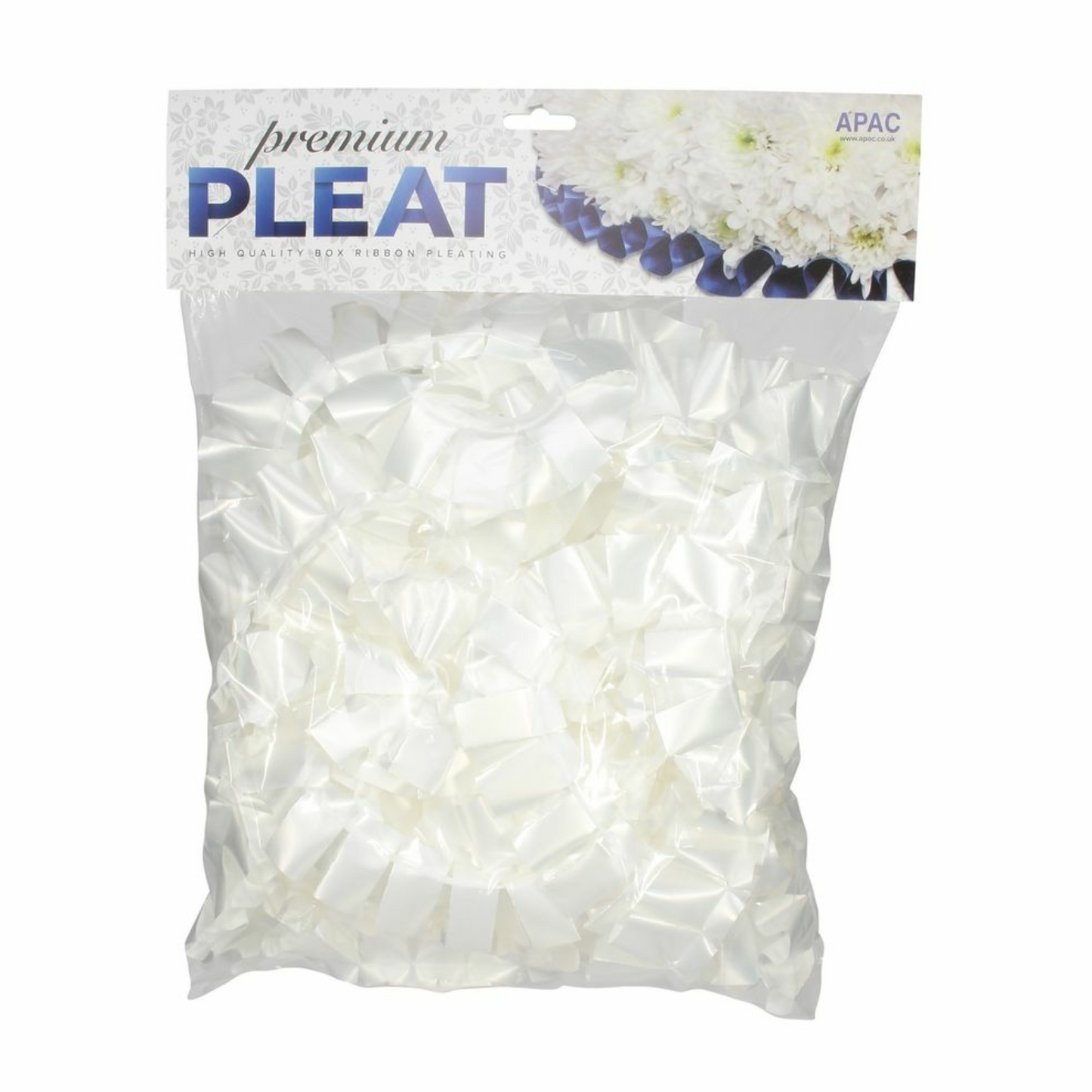 White Pre-Pleated Polypropylene Ribbon (10 Metres)