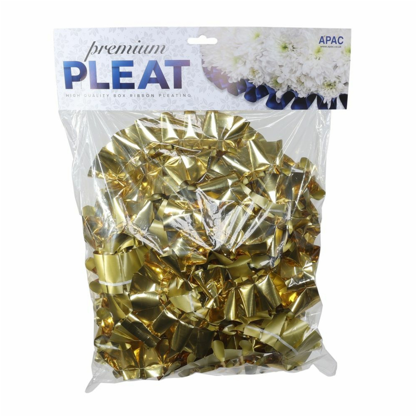 Metallic Gold Pre-Pleated Polypropylene Ribbon (10 Metres)