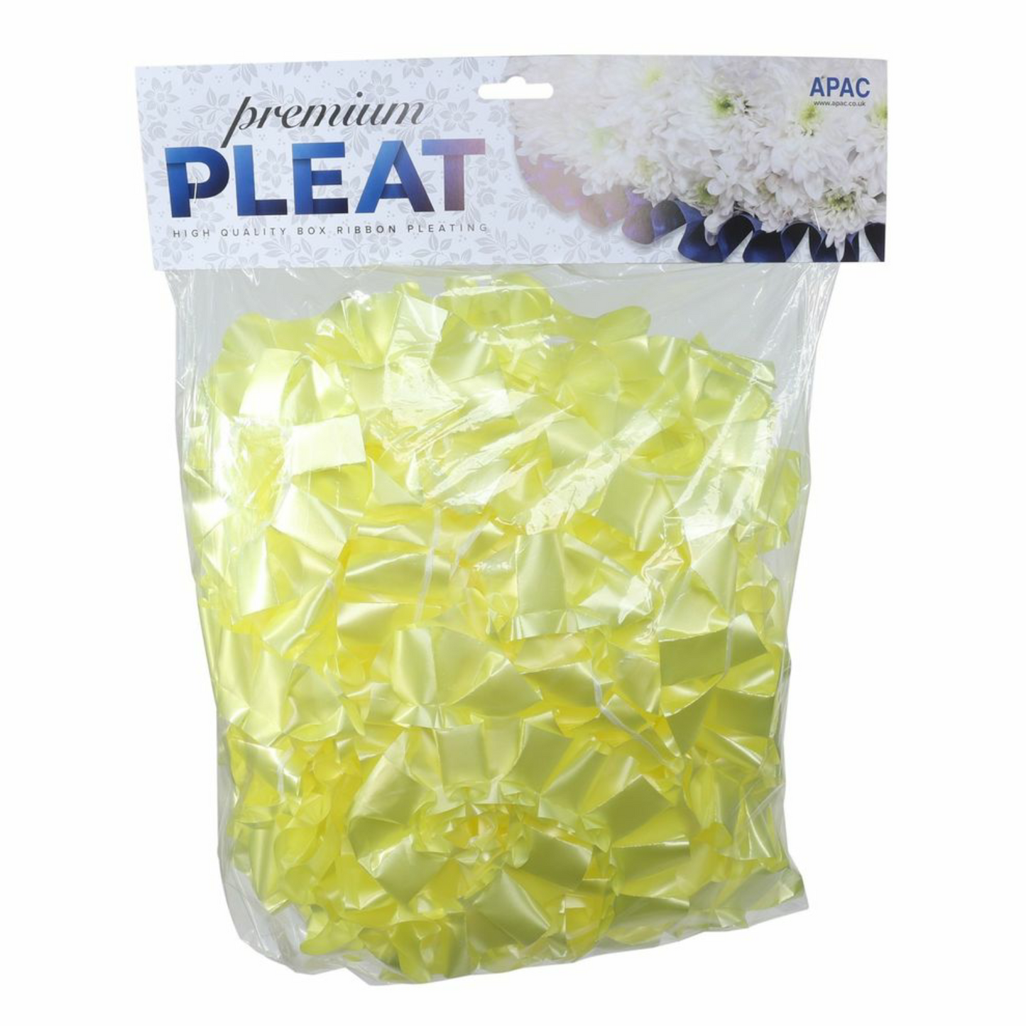 Lemon Yellow Pre-Pleated Polypropylene Ribbon (10 Metres)