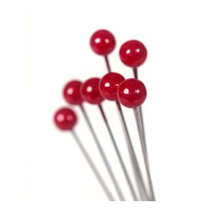 Pearl Pins Red 4cm Length, 0.4cm Head (100 Pieces)