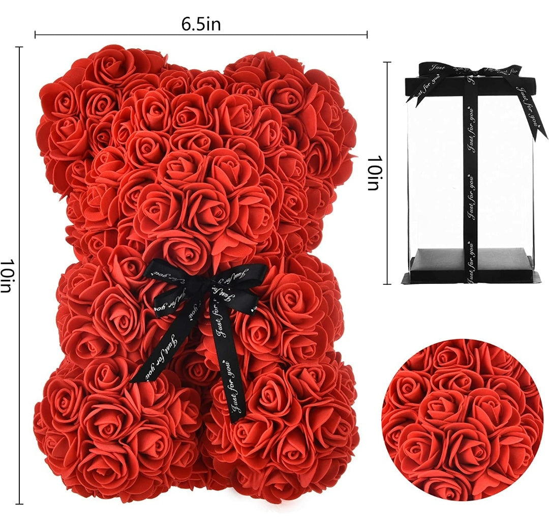 Foam rose teddy bear in box